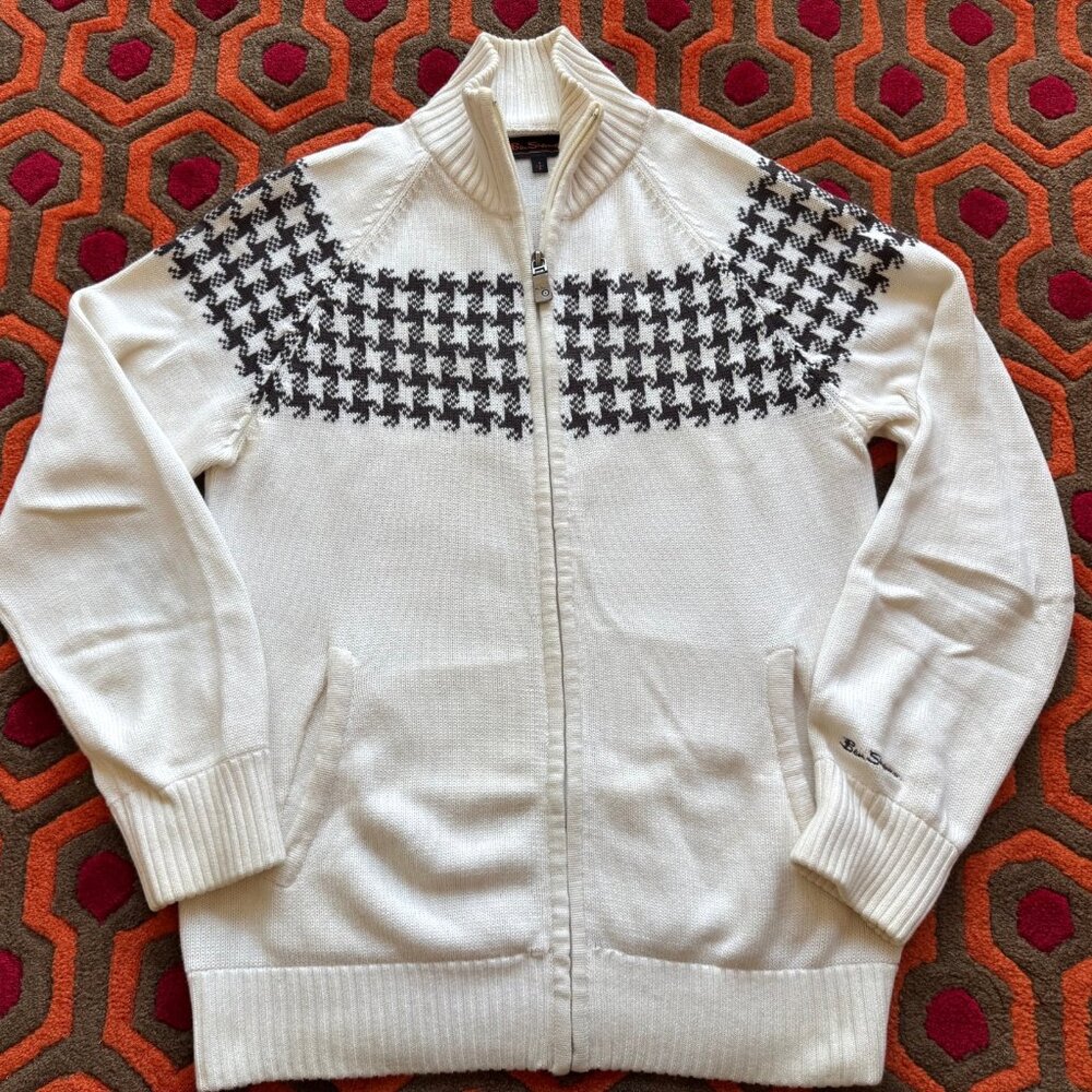 MAKE OFFER! Ben Sherman Zip-up Sweater Cardigan Men's Small Houndstooth